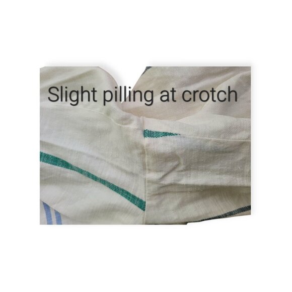 Ann Taylor Cream Blue Green Striped Wide-Leg Linen-Blend Pants Size 12 - Picture 15 of 15